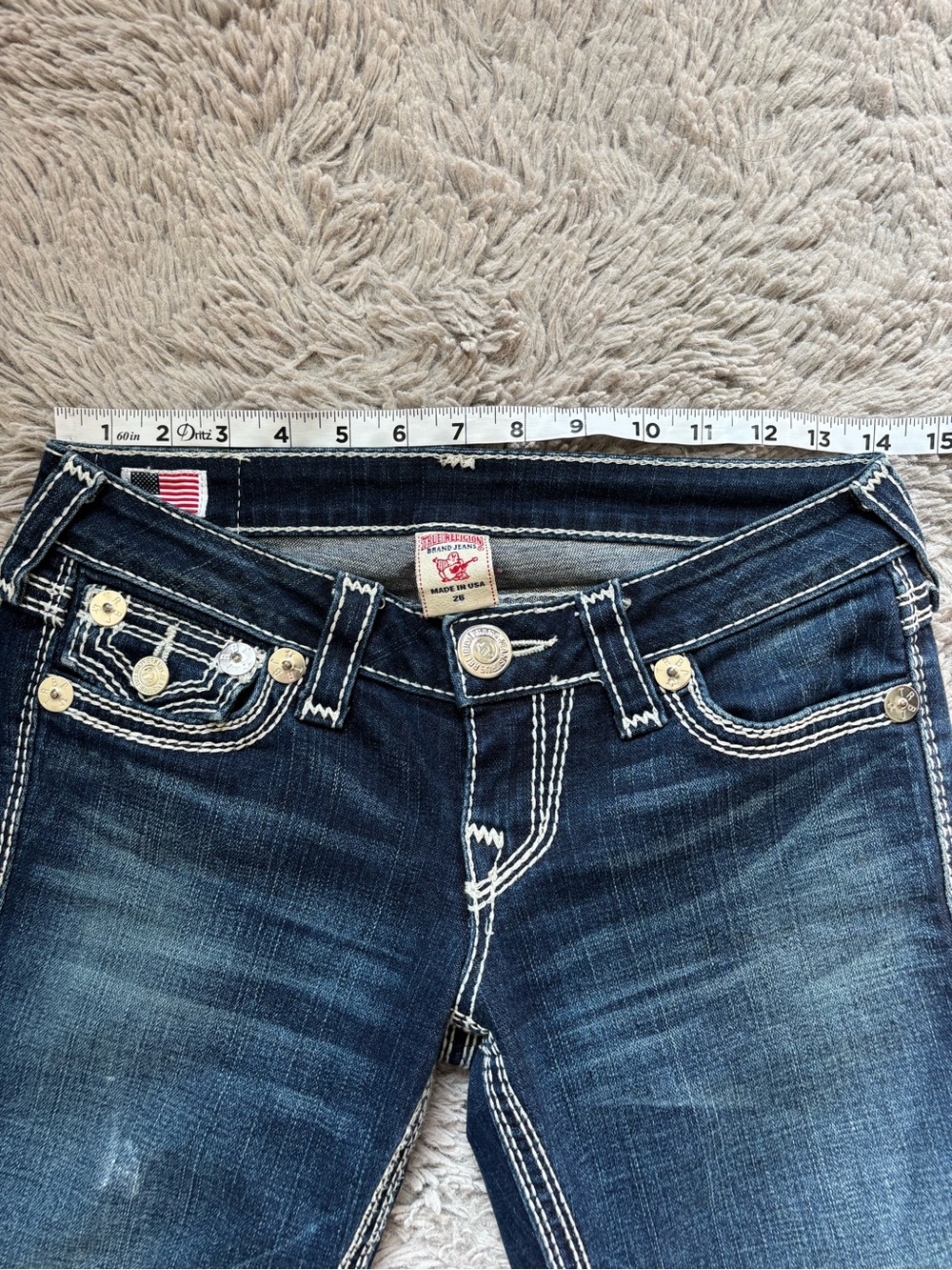 EUC True Religion Y2K Billi Big QT Boot Cut Jeans with White Stitching 26 - Picture 8 of 13